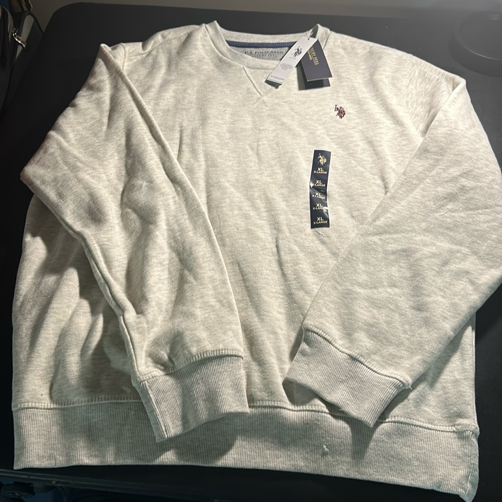 New Men’s Grey_White XL Polo Sweater